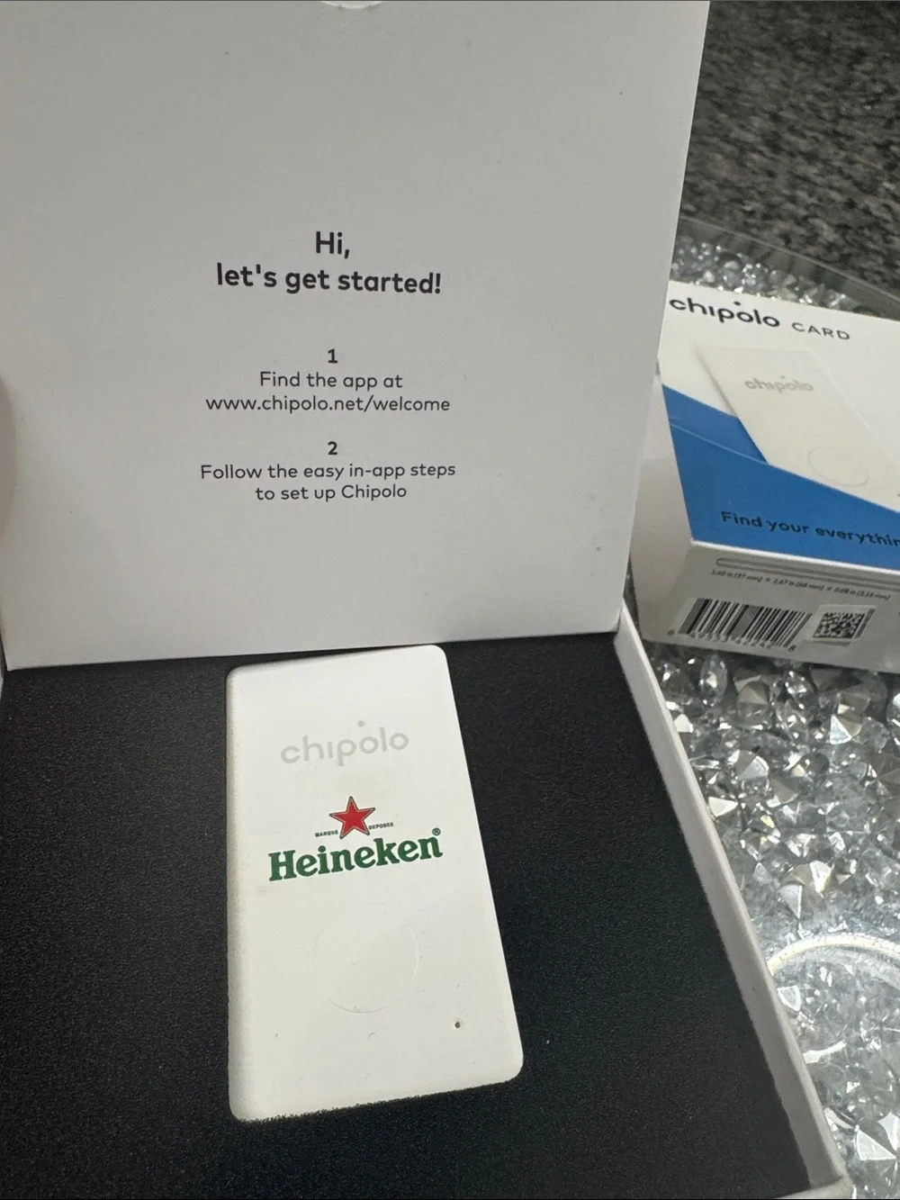 Chipolo Card Slim Bluetooth Wallet Finder Bluetooth Tracker with Heineken logo
